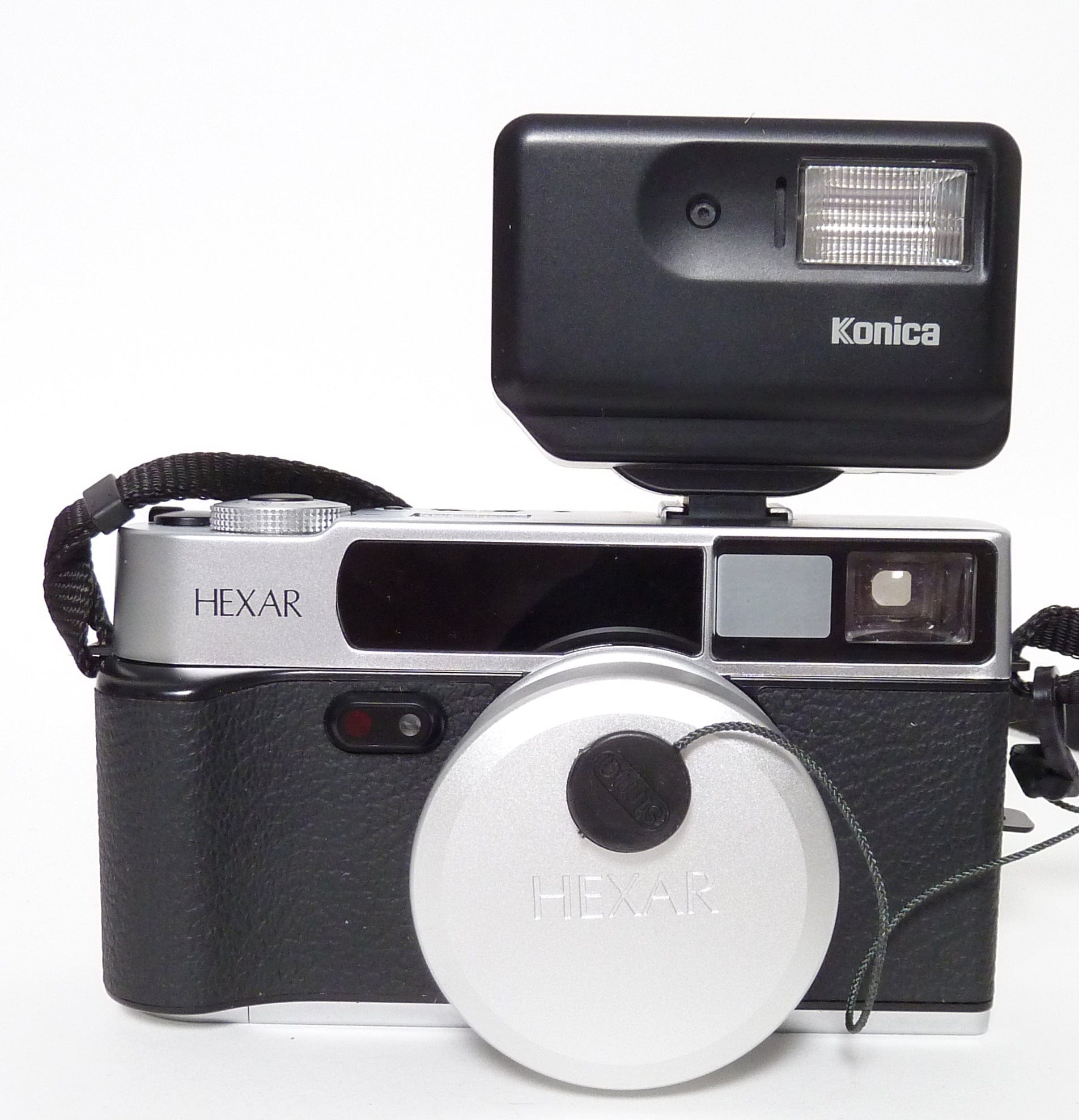 Konica Hexar Silver with Date and HX14 Flash Excellent Plus Conditi