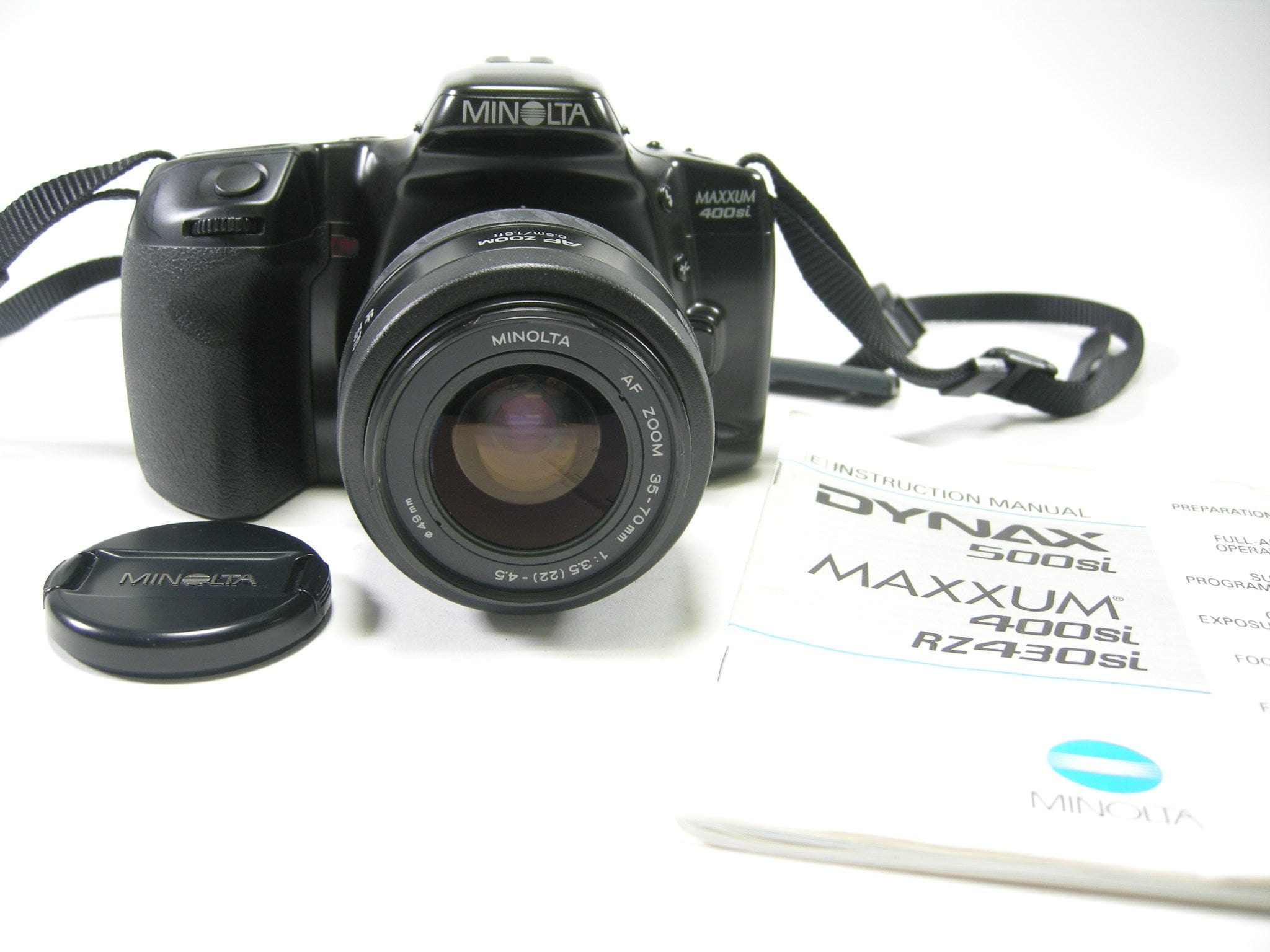 Minolta Maxxum high quality 400si 35mm SLR Film Camera & AF Zoom 35-70mm Lens