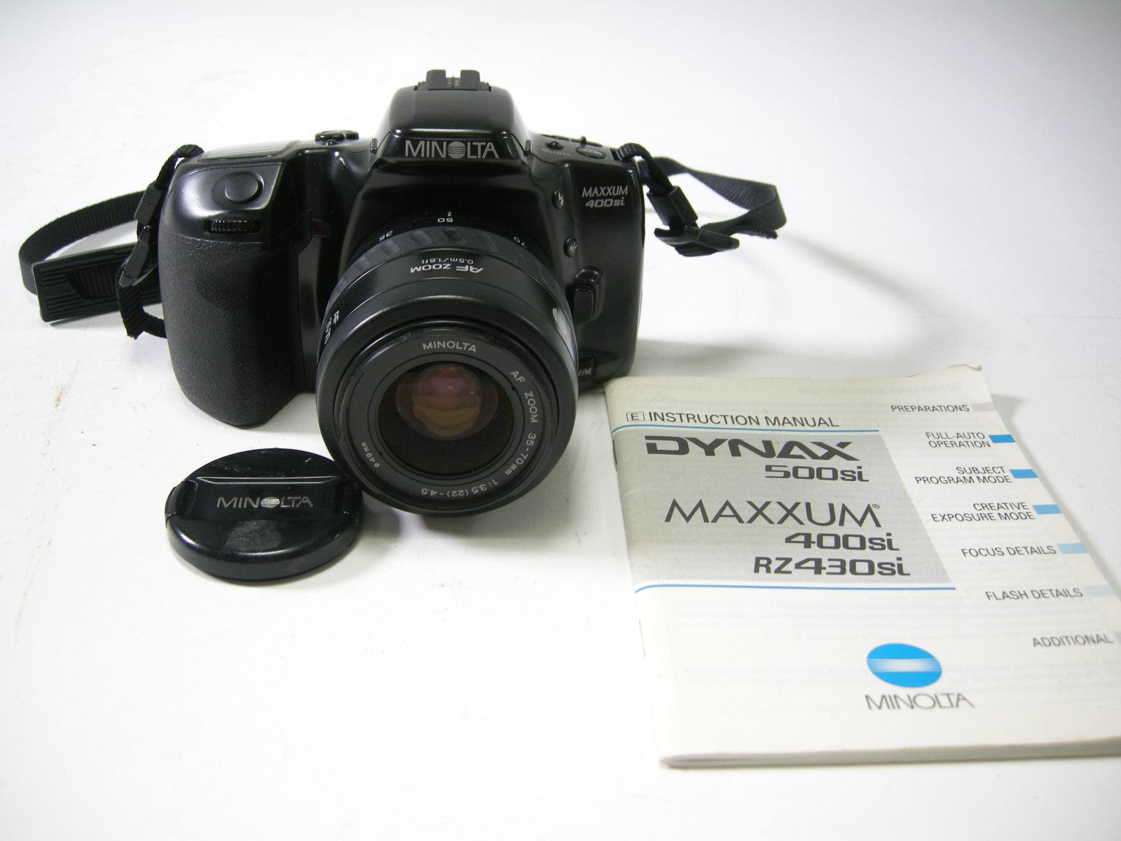 Minolta Maxxum high quality 400si 35mm SLR Film Camera & AF Zoom 35-70mm Lens