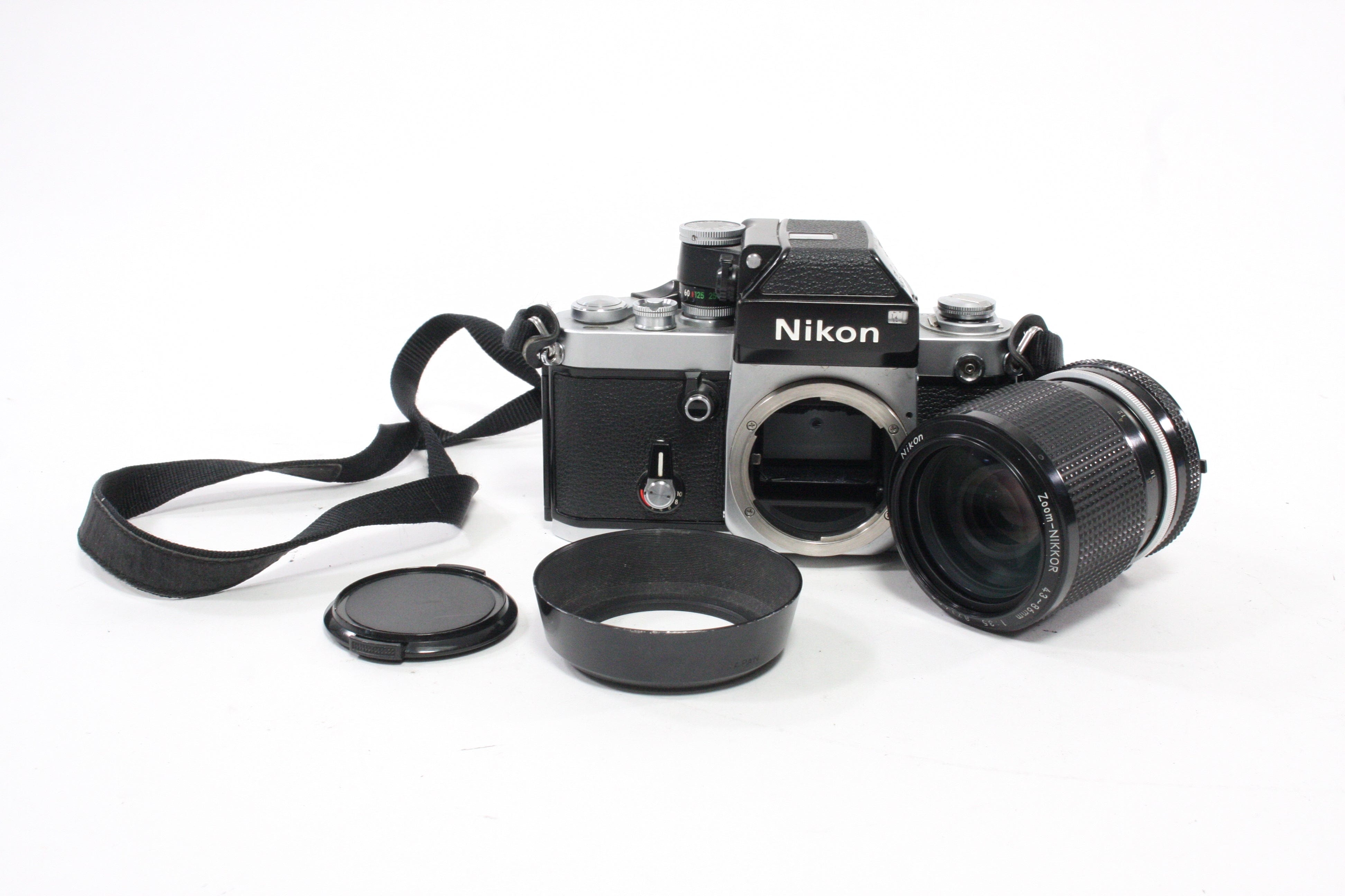 Nikon F2 35mm SLR Camera with 43-86mm f/3.5 Zoom Lens and AP-1