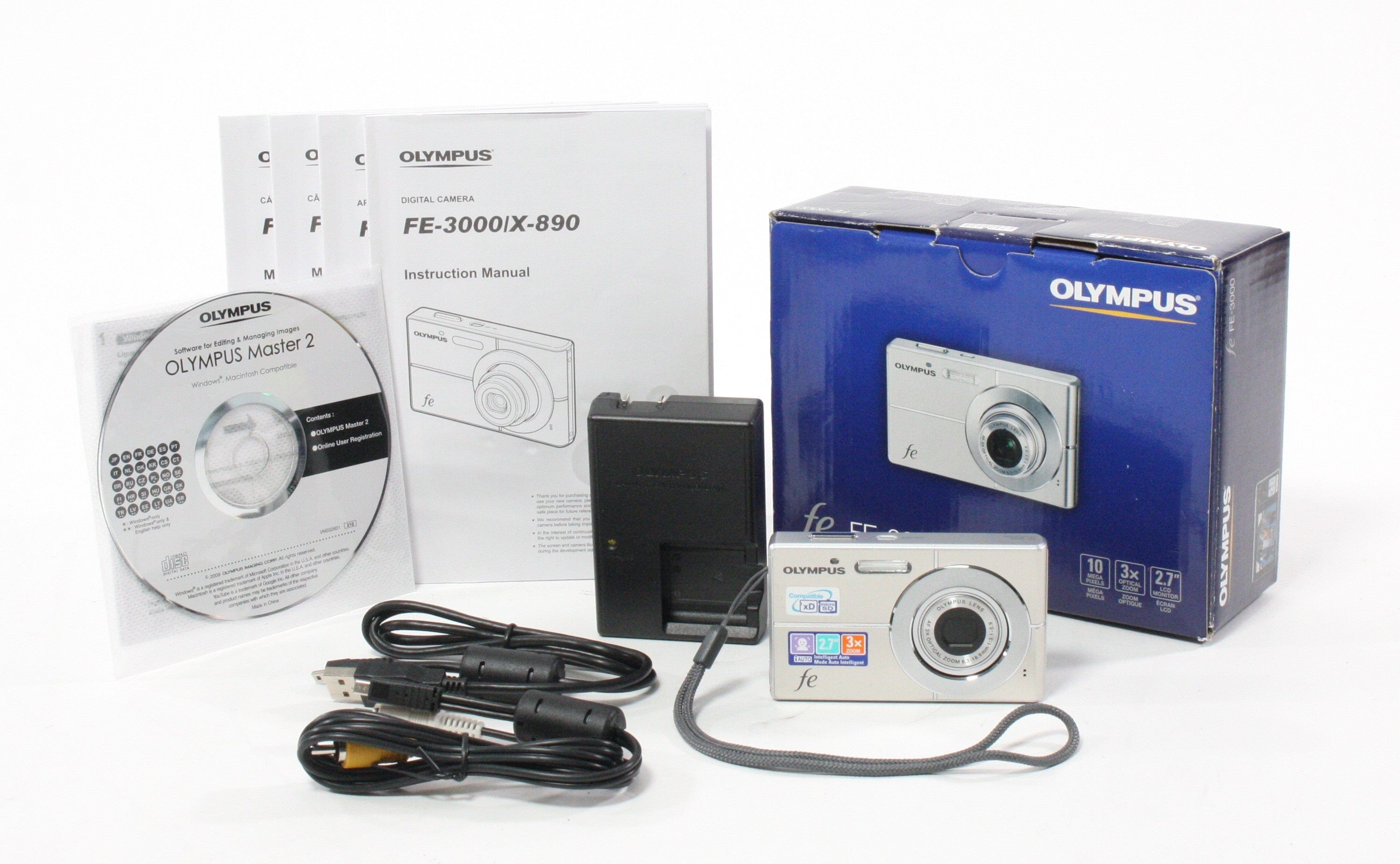 ✨動作確認済み！✨OLYMPUS FE-3000 充電器付き！ DC83e OLYMPUS LI-42B 対応 USB充電器 FE-3010 FE-360 FE-350 Wide FE