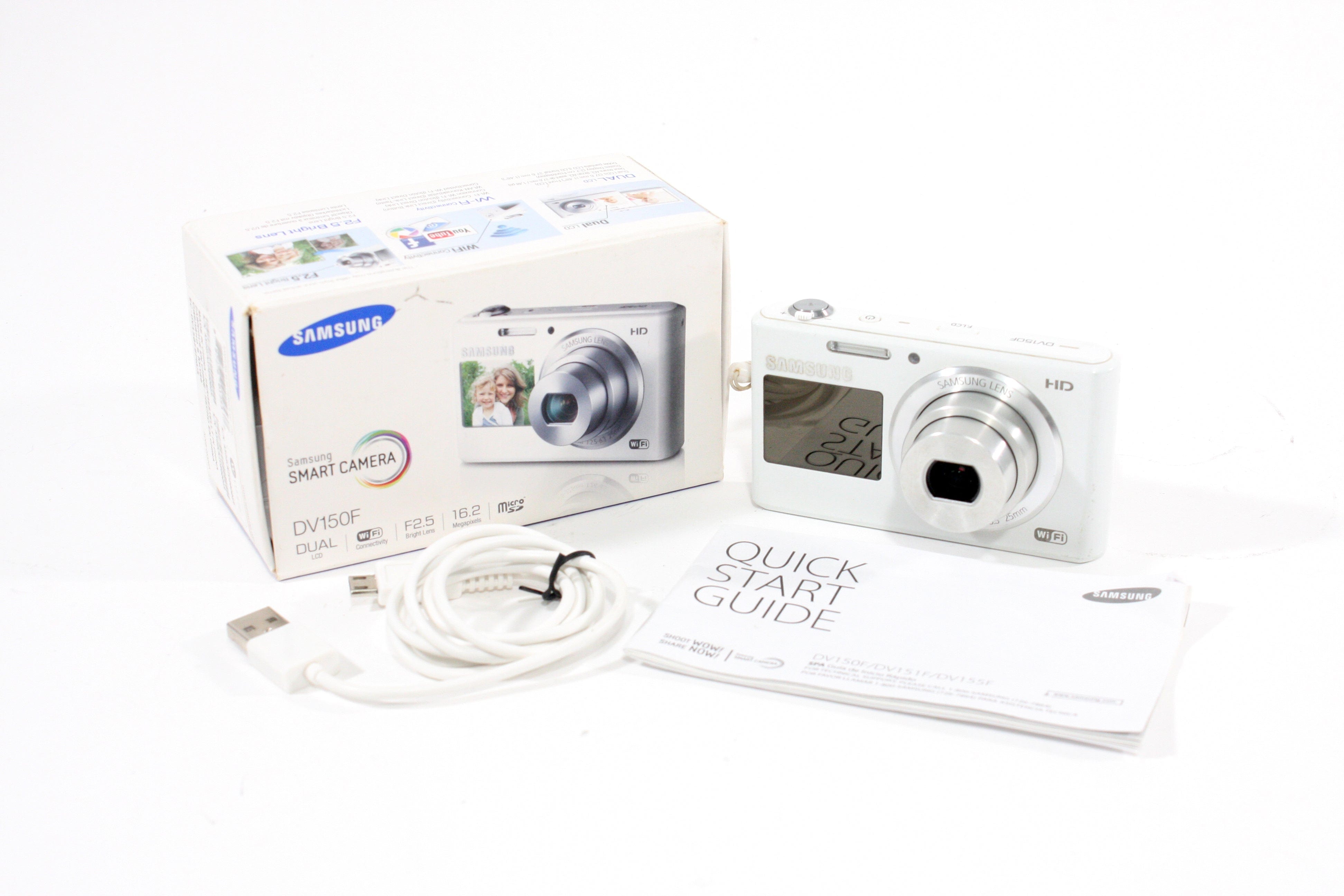 サムスン　デジカメ　DV150F ホワイト Samsung DV150F White Digital Camera 16.2MP 5x Optical Zoom Dual