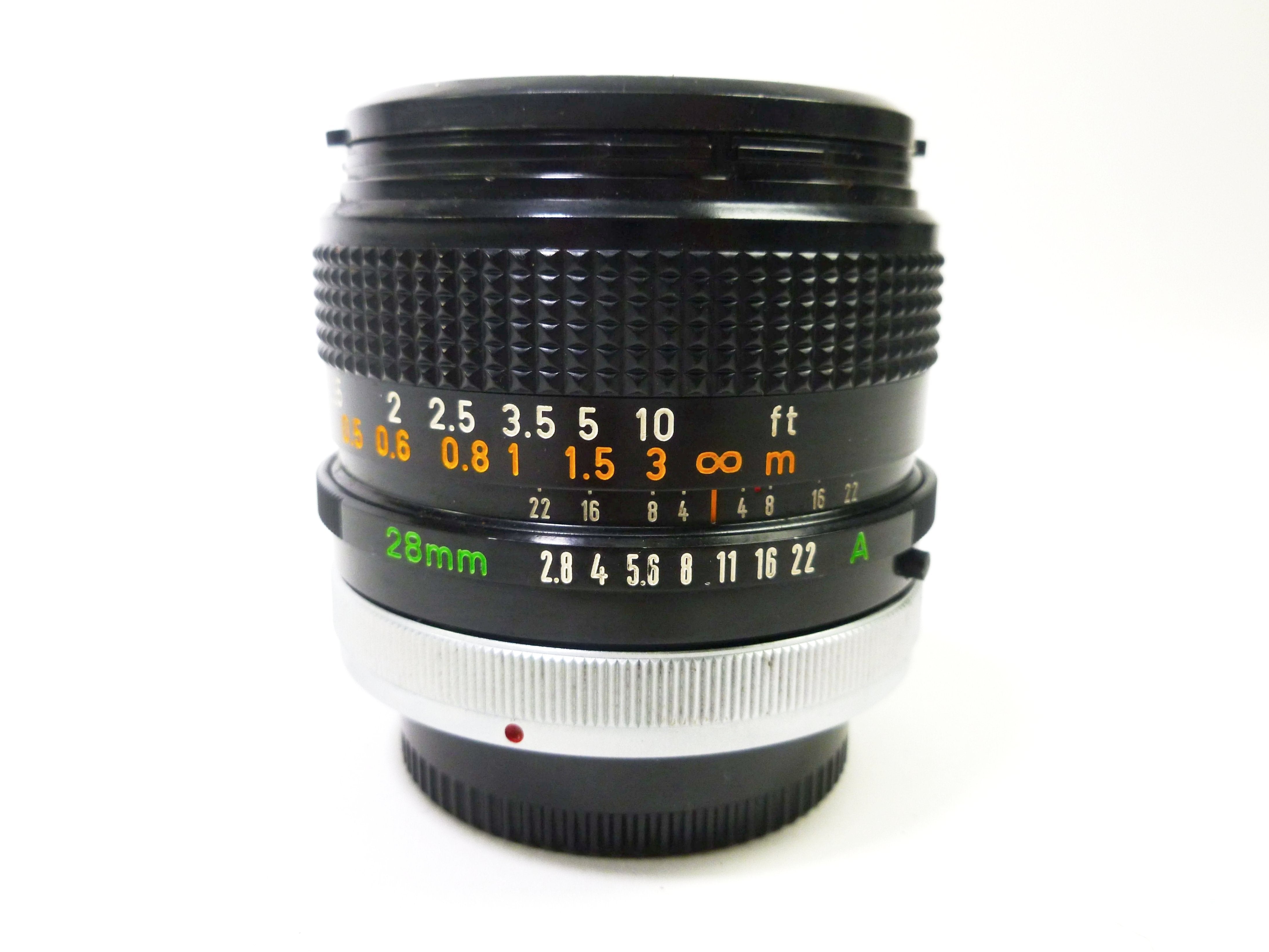 Objectif Canon FD 28mm F/2,8 – Grande Angle, Mise Au Point Manuelle – Monture FD – Occasion Propre