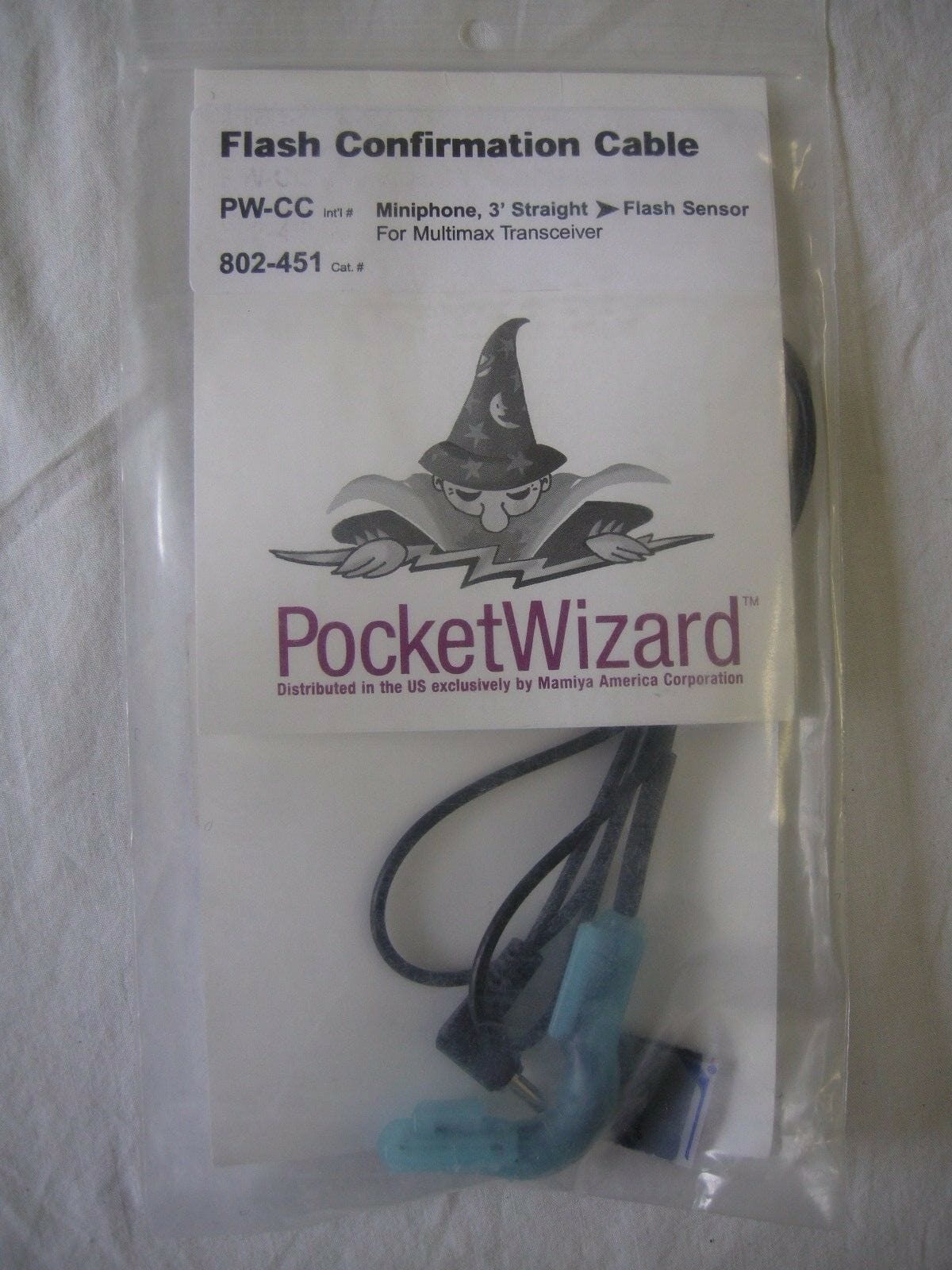 Pocket Wizard 802-451 PW-CC Miniphone, 3' Flash Confirmation Cable Multimax  NEW