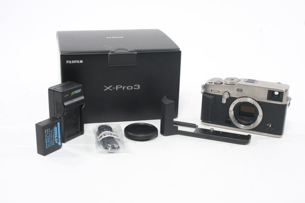 Fujifilm X-Pro3 Mirrorless Digital Camera with Titanium Grip Extender with a Shutter Count of #26,439