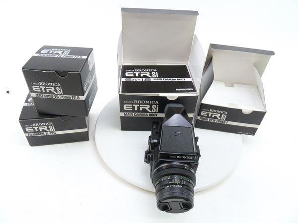 Bronica ETRSi Camera Outfit with 75MM F2.8 Lens, 120 Back, and Prism Finder E