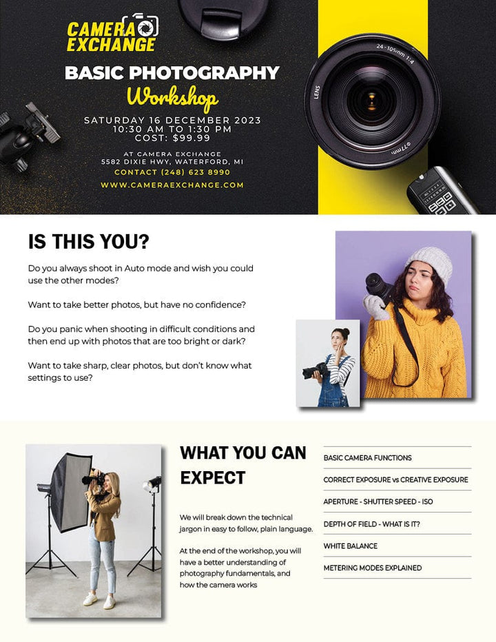 Basic Photography Workshop - Dec 2023 Classes Camera Exchange BasicPhotoDec23