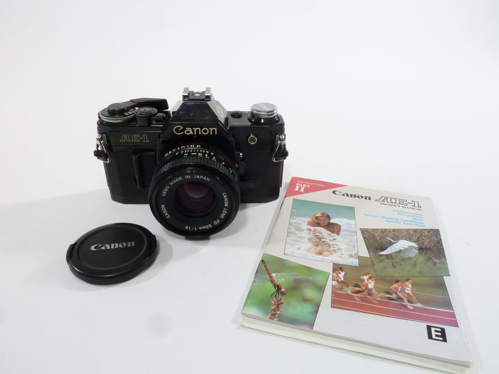 Canon AE-1 35mm SLR (Black) w/ FD 50mm f1.8 35mm Film Cameras - 35mm SLR Cameras - 35mm SLR Student Cameras Canon 3070304