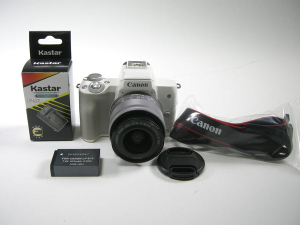 Canon EOS M50 24.1mp Mirrorless Digital Camera w/EF-M 15-45 f3.5-6.3 IS STM (White) Digital Cameras - Digital Mirrorless Cameras Nikon 922040001847