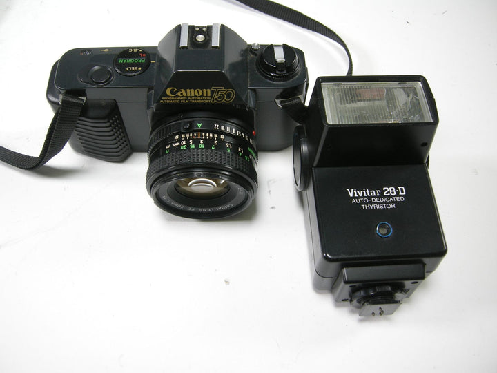 Canon T50 35mm SLR w/ FD 50mm f1.8 & Vivitar 28-D Flash 35mm Film Cameras - 35mm SLR Cameras - 35mm SLR Student Cameras Canon 1132523