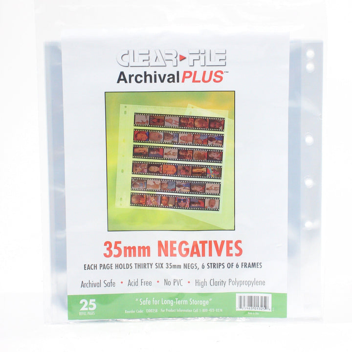 Clear-File Holds 35mm Negatives 6 strips of 6 frames (36) 25 pack Darkroom Supplies Printfile PF130025B