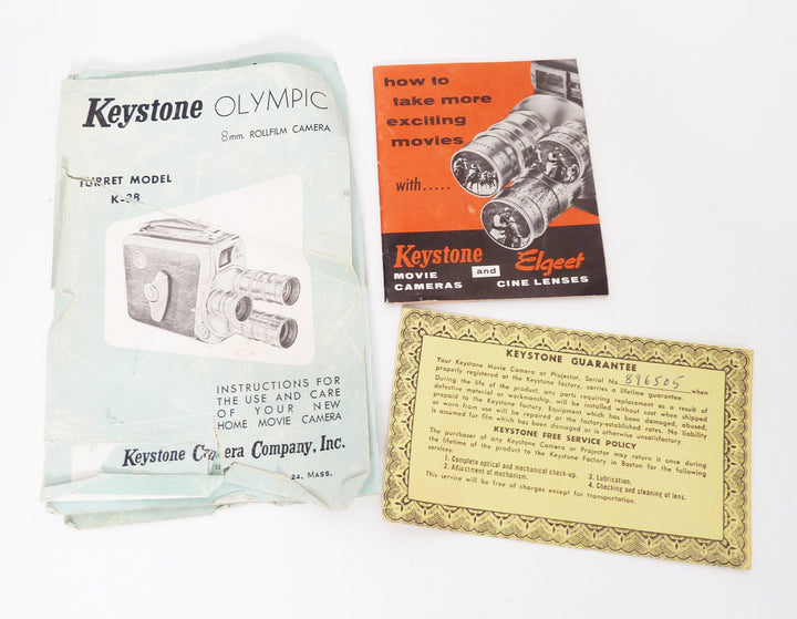 Keystone Olympic K-38A 8mm Movie Camera - 3 Lenses Movie Cameras and Accessories Keystone 896505