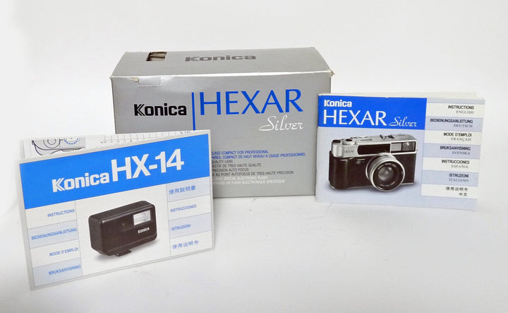 Konica Hexar Silver with Date and HX-14 Flash - Excellent Plus Condition 35mm Film Cameras - 35mm Point and Shoot Cameras Konica 2817324