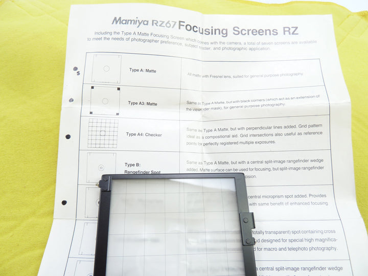 Mamiya RZ67 Checkered Focusing Screen Medium Format Equipment - Medium Format Accessories Mamiya 1252402