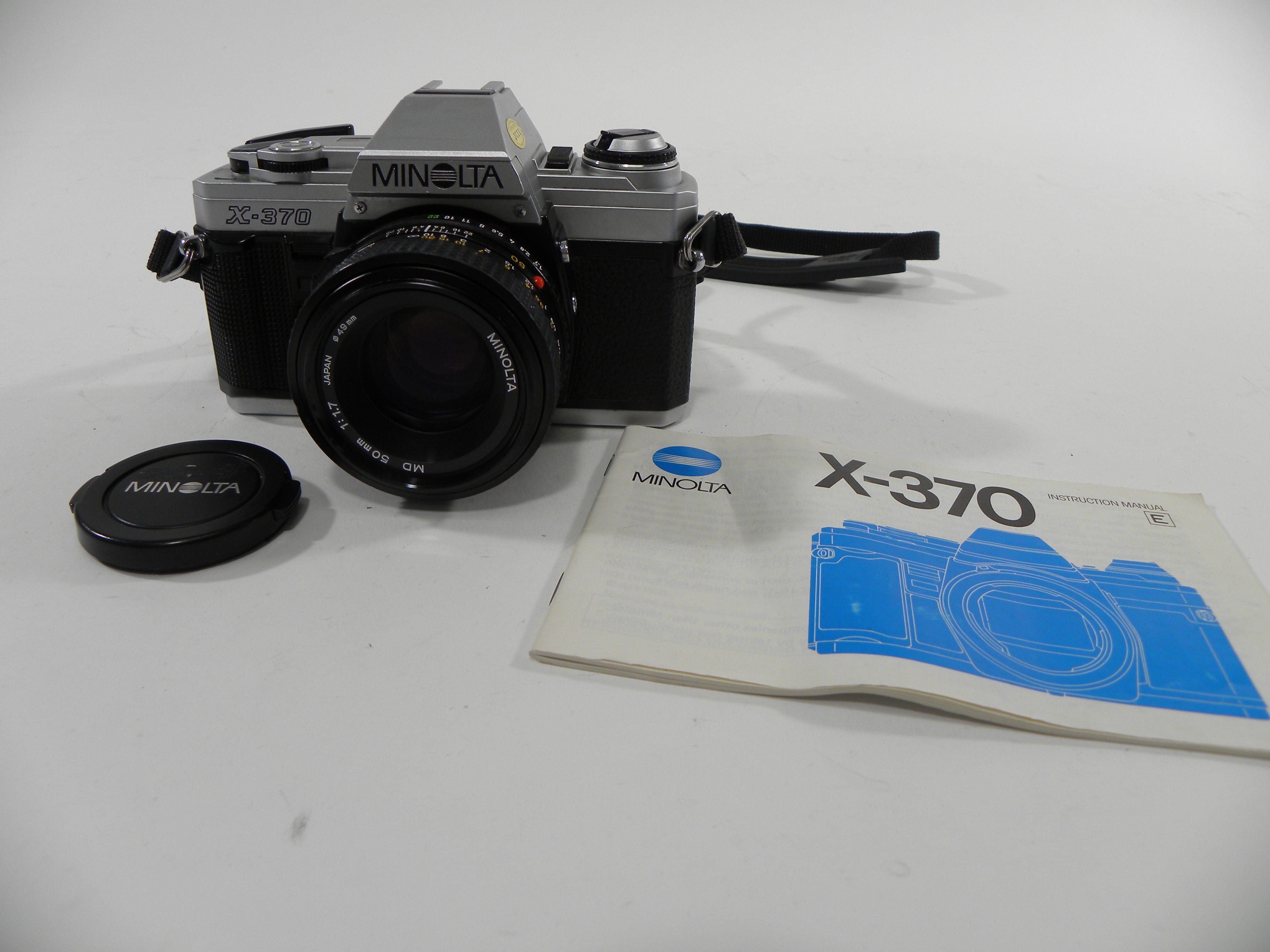 MINOLTA X-370 SLR Film Camera w/ MD 50mm f1.7 Lens Tested good Vintage Photography