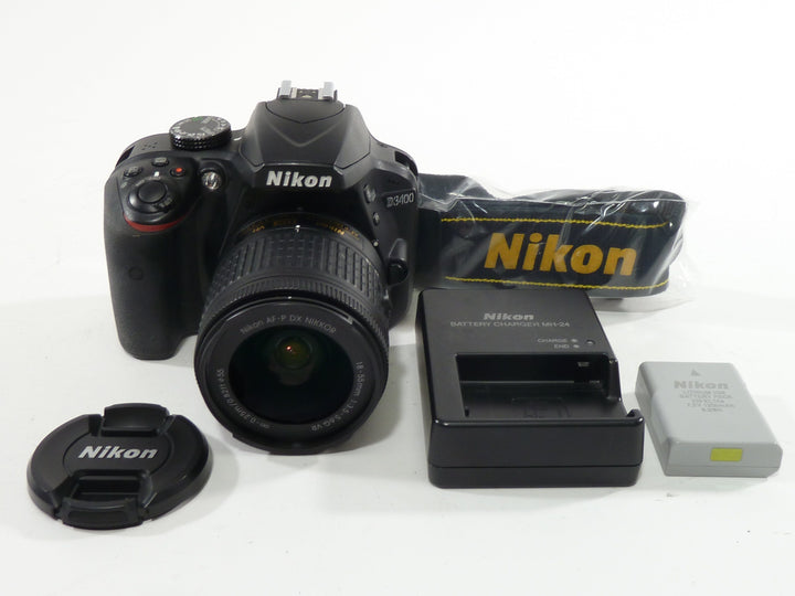 Nikon D3400 24.2mp Digital SLR w/Nikkor AF-P 18-55 Shutter Ct. 25,810 Digital Cameras - Digital SLR Cameras Nikon 3462842