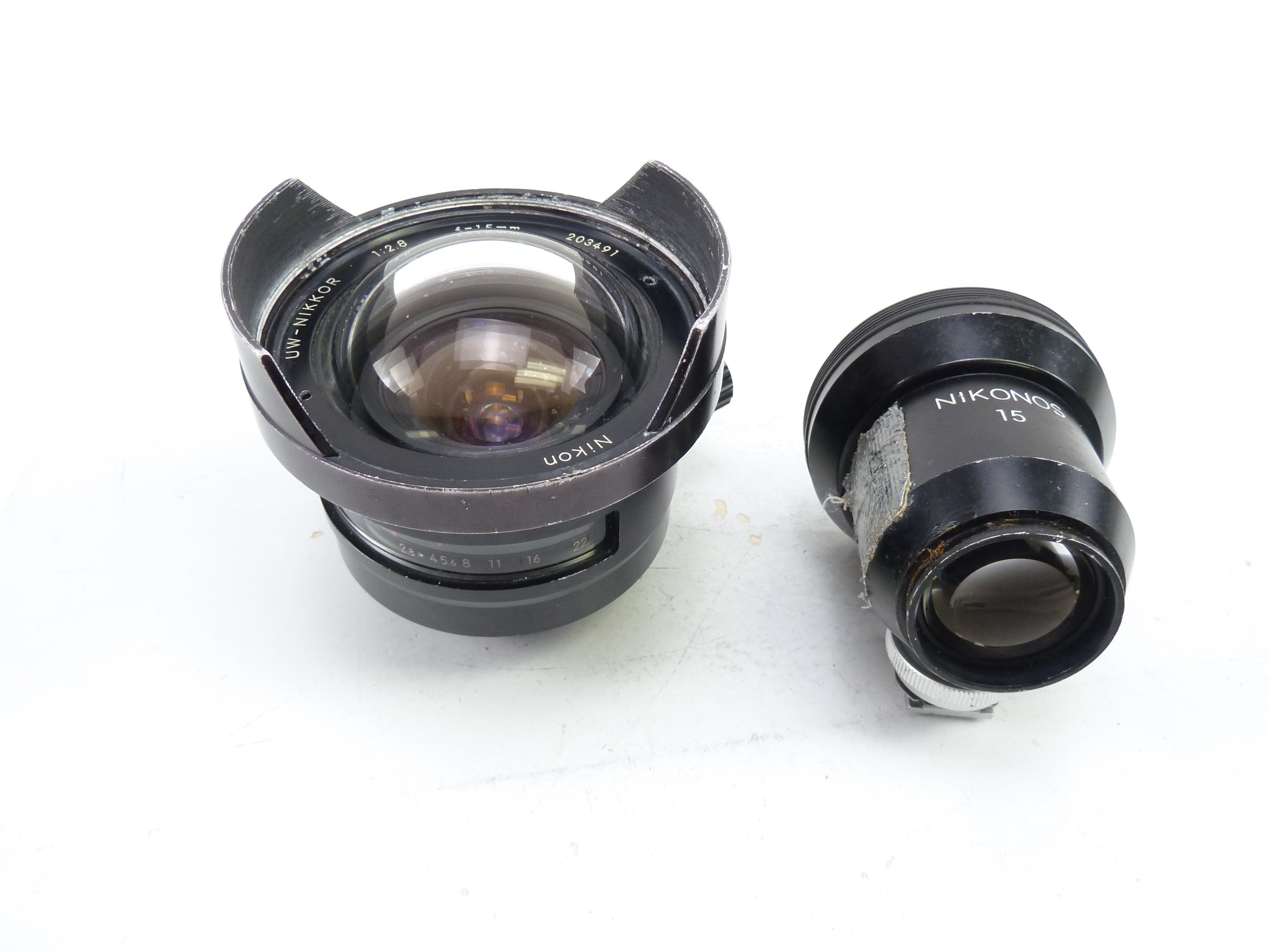 Nikon Nikonos 15MM f2.8 Ultra Wide Angle Lens with the Viewfinder