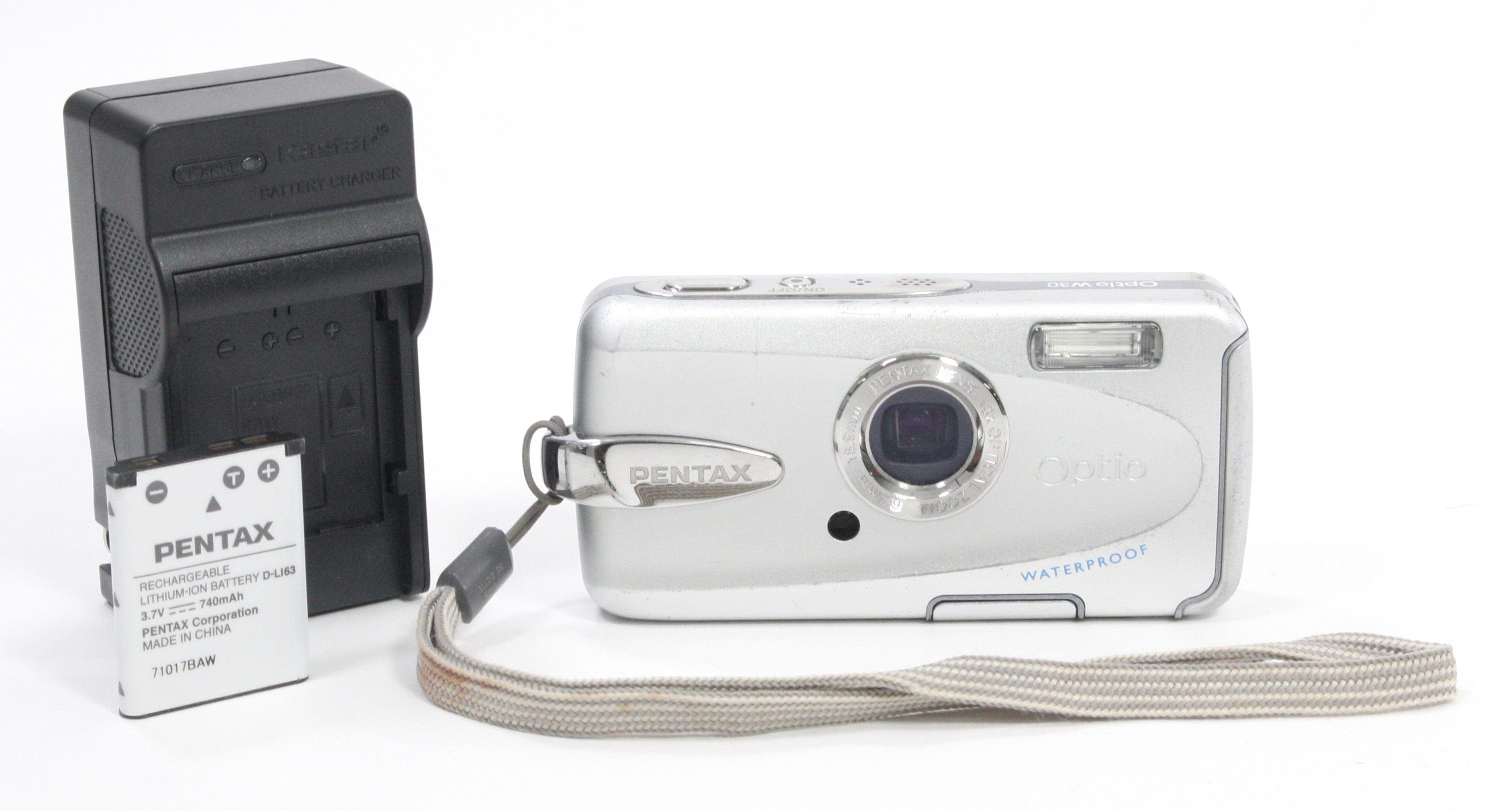 カメラ、光学機器 【H2017】 PENTAX Optio W30 シルバー 充電器付属