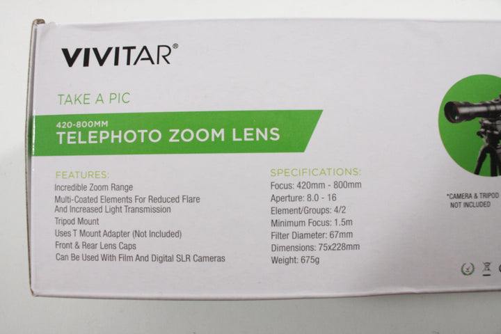 Vivitar T-Mount 420-800mm f/8-16 (Adapter Not Included) Lenses Small Format - T- Mount Lenses Vivitar 0716241101