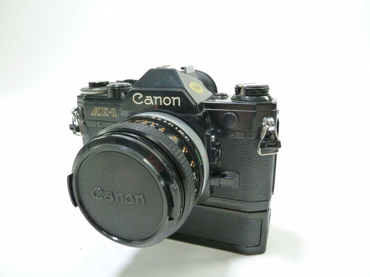 Canon AE-1 (Black) 35mm SLR Camera w/50mm f/1.8 S.C. Lens and Power Winder 35mm Film Cameras - 35mm SLR Cameras Canon 2762318