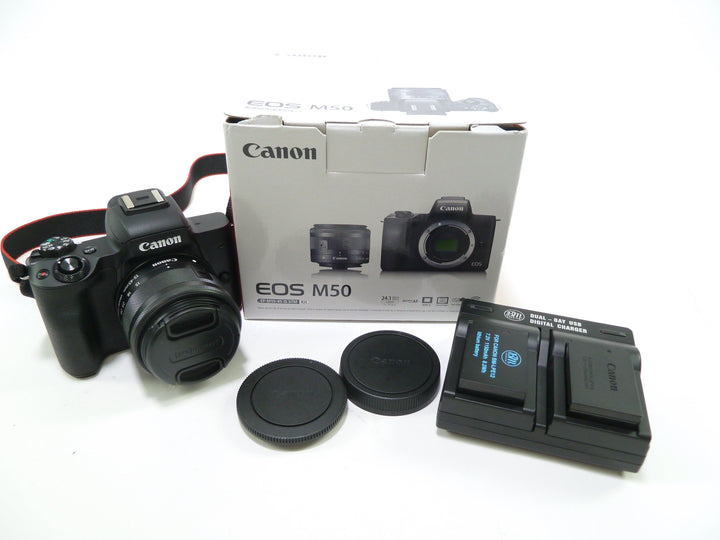 Canon M50 EOS Digital Mirrorless Camera with M15-45 IS STM EF Lens - Shutter Count < or = to 2000 Digital Cameras - Digital SLR Cameras Canon 902049017224