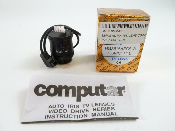 Computar 3.6mm 1:1.6 1/2" CS Auto-Iris CS-Mount TV lens in original box Video Equipment - Video Lenses Computar COMHG3612AFCS-3
