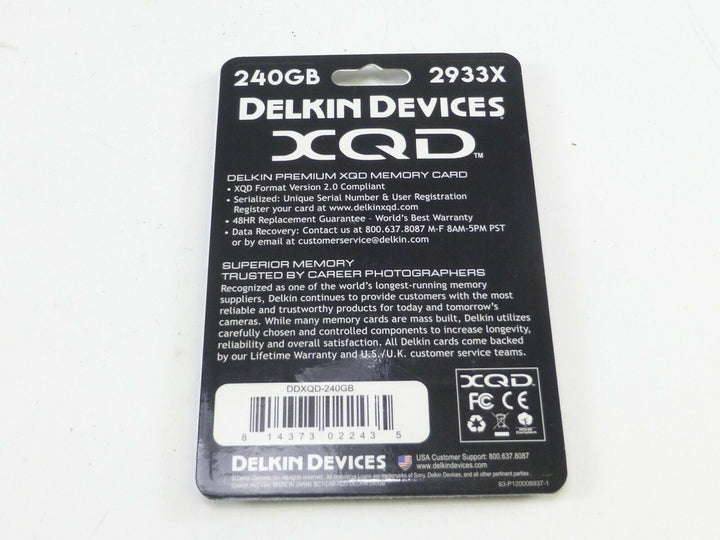 Delkin 240GB Read: 440MB/s Write: 400MB/s XQD Memory Card - New! Memory Cards Delkin DDXQD240GB