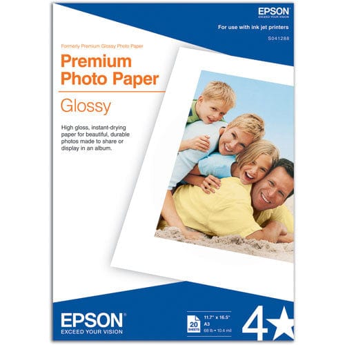 Epson Premium Glossy Ink Jet Paper 11.7x16.5in - 20 Pack Ink Jet Paper Epson EPSONS041288