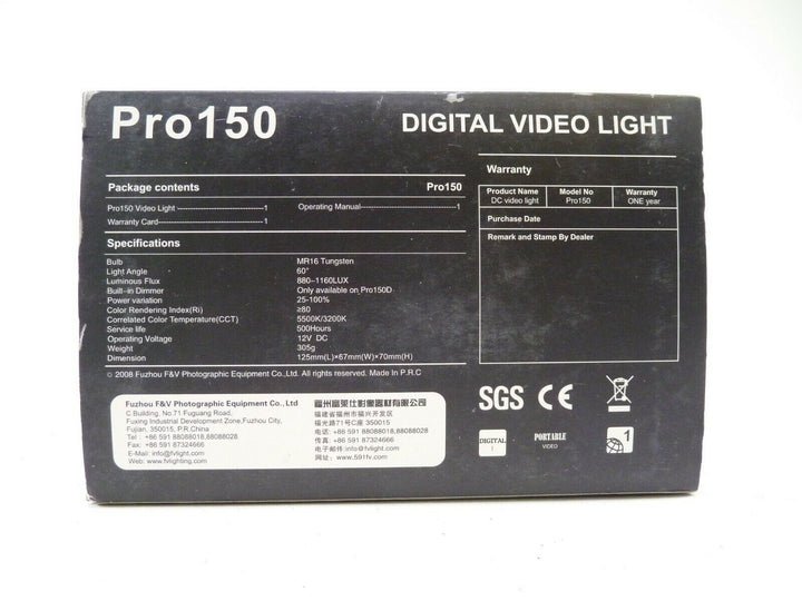 F&V Pro150D Digital Video Light w/ D-Tap Connector - New in OEM Box! Video Equipment - Video Lights F&V FVPRO150DTAP