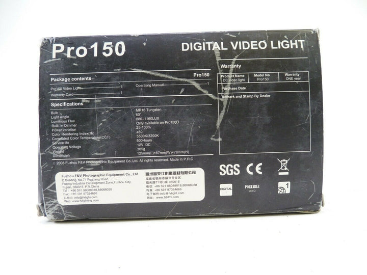 F&V Pro150D Digital Video Light w/ XLR Connector - New in OEM Box! Video Equipment - Video Lights F&V FVPRO150XLR