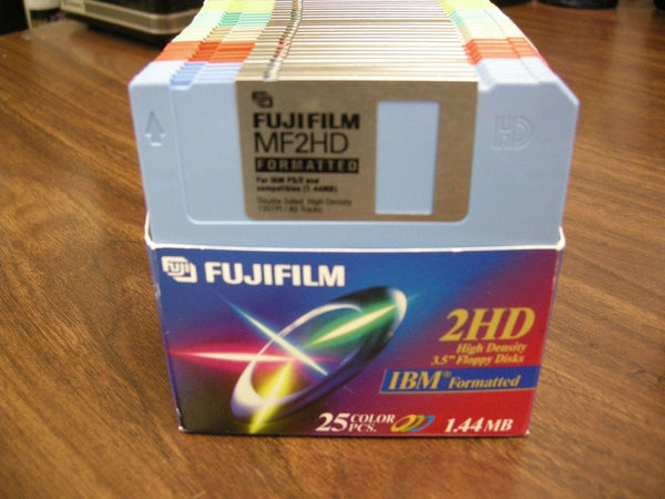 Fujifilm 3.5 2HD High Density Color Disks 1.44MB IBM Formatted Diskettes 25 NEW Computer Accessories - Misc. Computer Accessories Fujifilm FUJIFILMFLOP