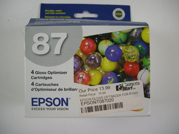 Genuine Epson 87 Gloss Optimizer Cartridges box of 4 for Epson Stylus R1900 Ink Jet Cartridges Epson EPSONT087020