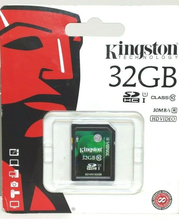 Kingston 32GB SDHC Class 10 30MB/s 10V SD Memory Card Memory Cards Kingston 740617204827