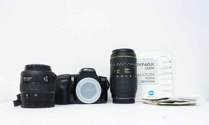 Minolta 400si 35-70mm, 70-300mm, Flash, Bracket, Off Shoe Cord, Bag: The Works! 35mm Film Cameras - 35mm SLR Cameras Minolta 00806804