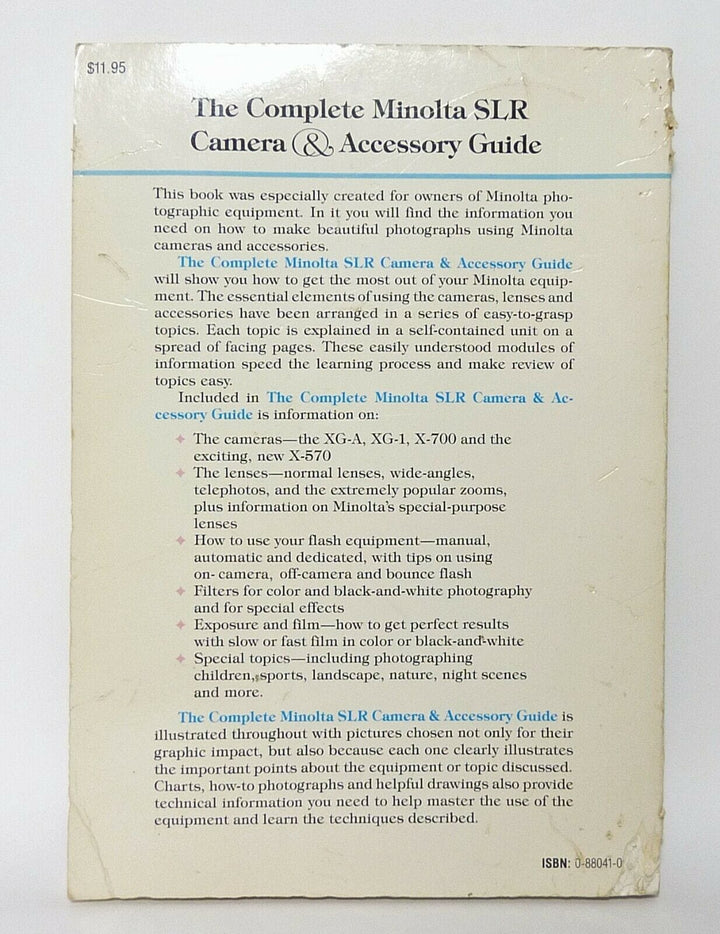 Minolta SLR Camera and Accessory Guide 1983 XG-1, XG-A, X-700, X-570 Books and DVD's Minolta 0880410019