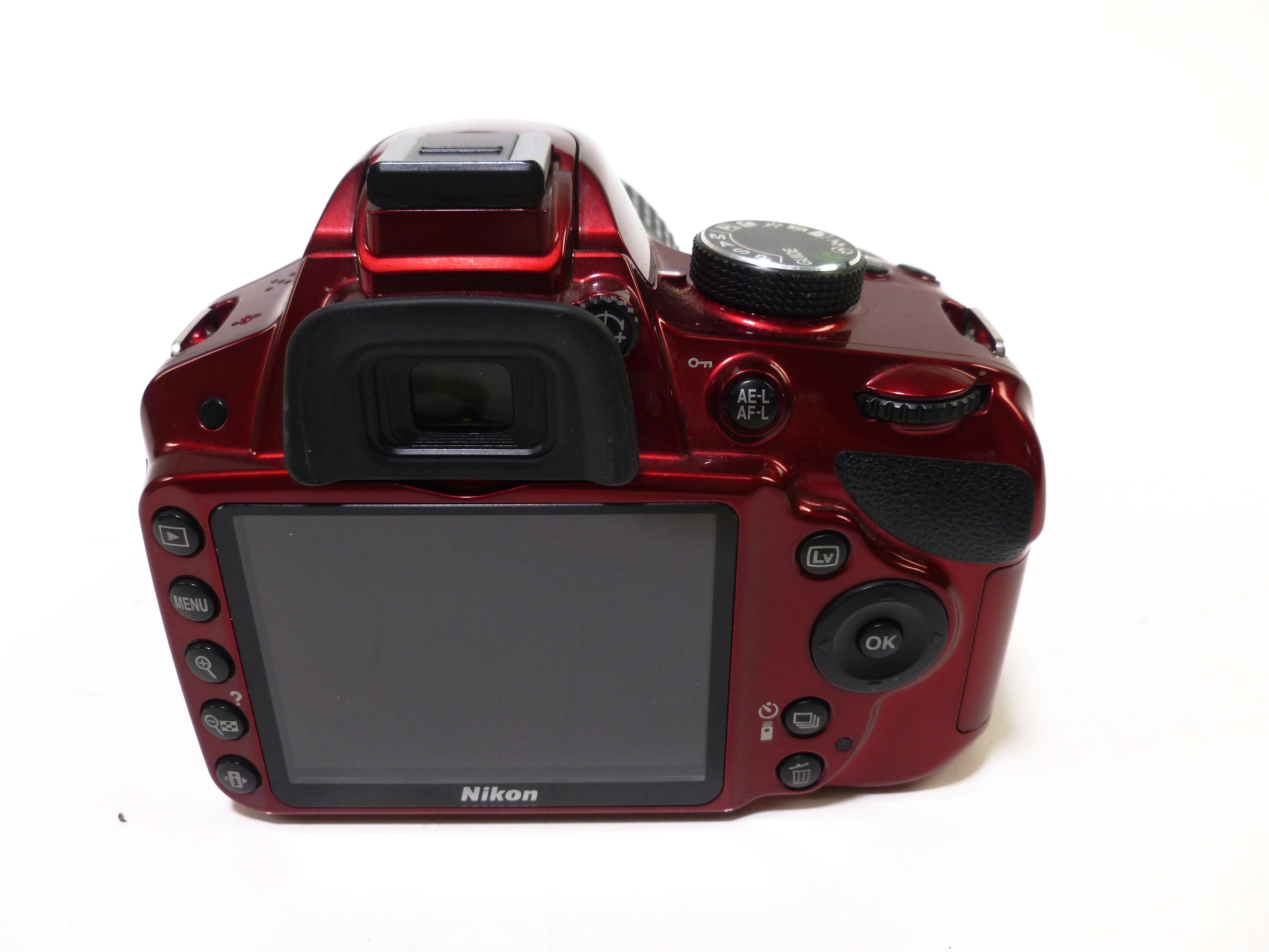 Nikon D3200 Red Body Shutter Count - 9845 with 18-55mm f/3.5-5.6