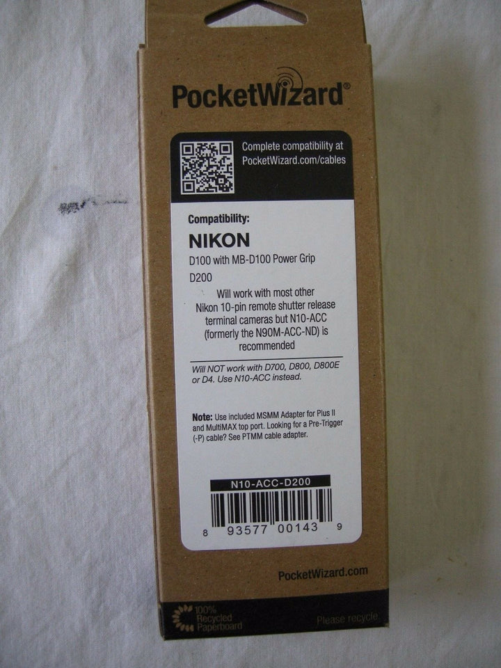 Pocket Wizard 802-452 N10-ACC-D200 Nikon 10 Pin Camera Cable "NEW", 802452 PocketWizard PocketWizard PW802452