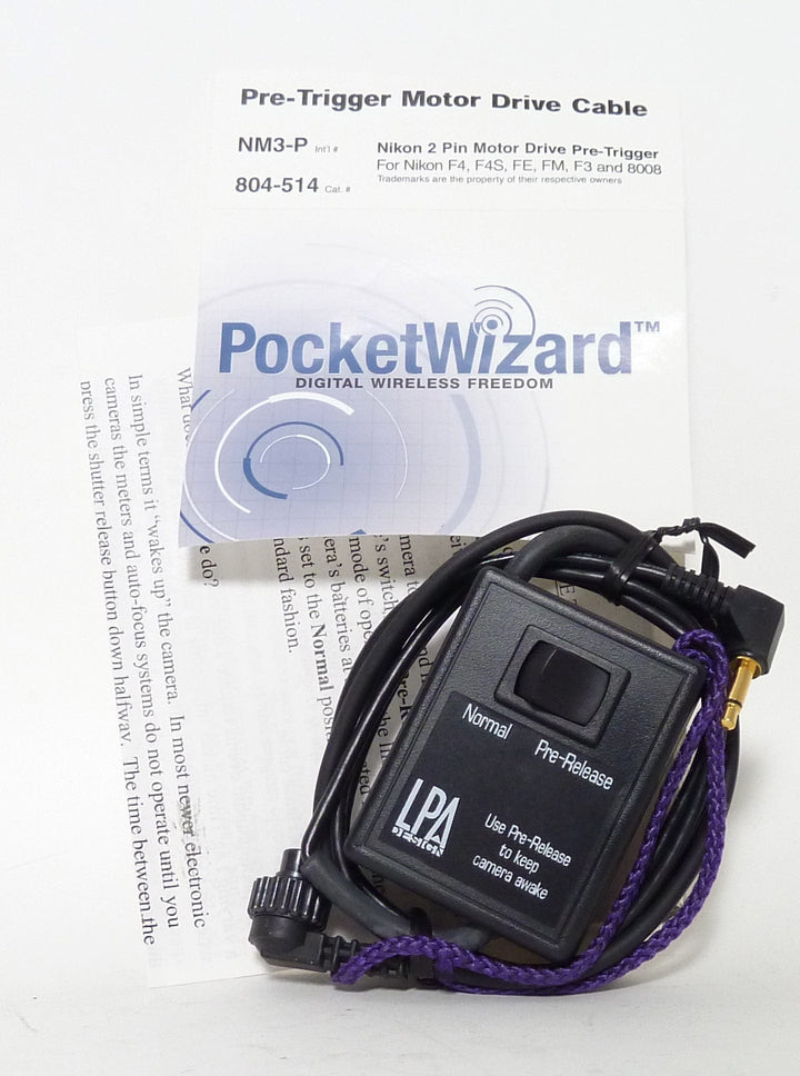 Pocket Wizard 804-514 NM3-P Nikon 2 Pin Pre Trigger Motor Drive Cable "NEW" PocketWizard PocketWizard PW804514