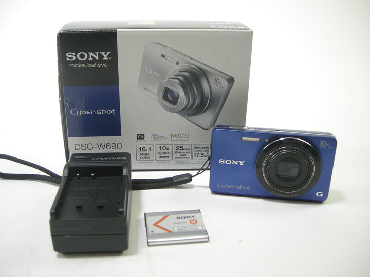 Sony Cybdr-Shot DSC-W690 16.1mp Digital camera (Blue) Digital Cameras - Digital Point and Shoot Cameras Sony 6543281