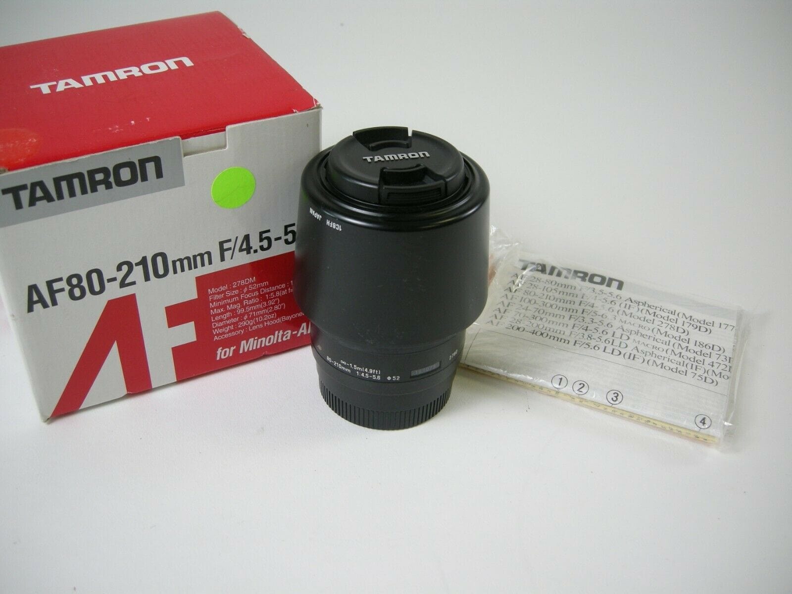 Tamron 80-210mm f/4.5-5.6 AF Lens Minolta AF / Sony A Mt. – Camera